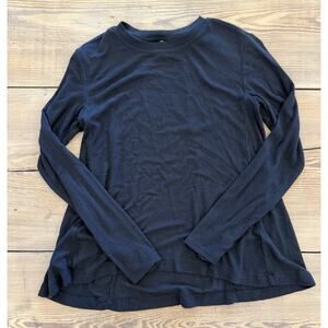 Athleta Girl Ribbed Long‎ Sleeve Black Shirt Medium 8/10 Stretchy